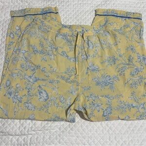LA Cera Floral Drawstring Capri Pajama Bottoms Size S